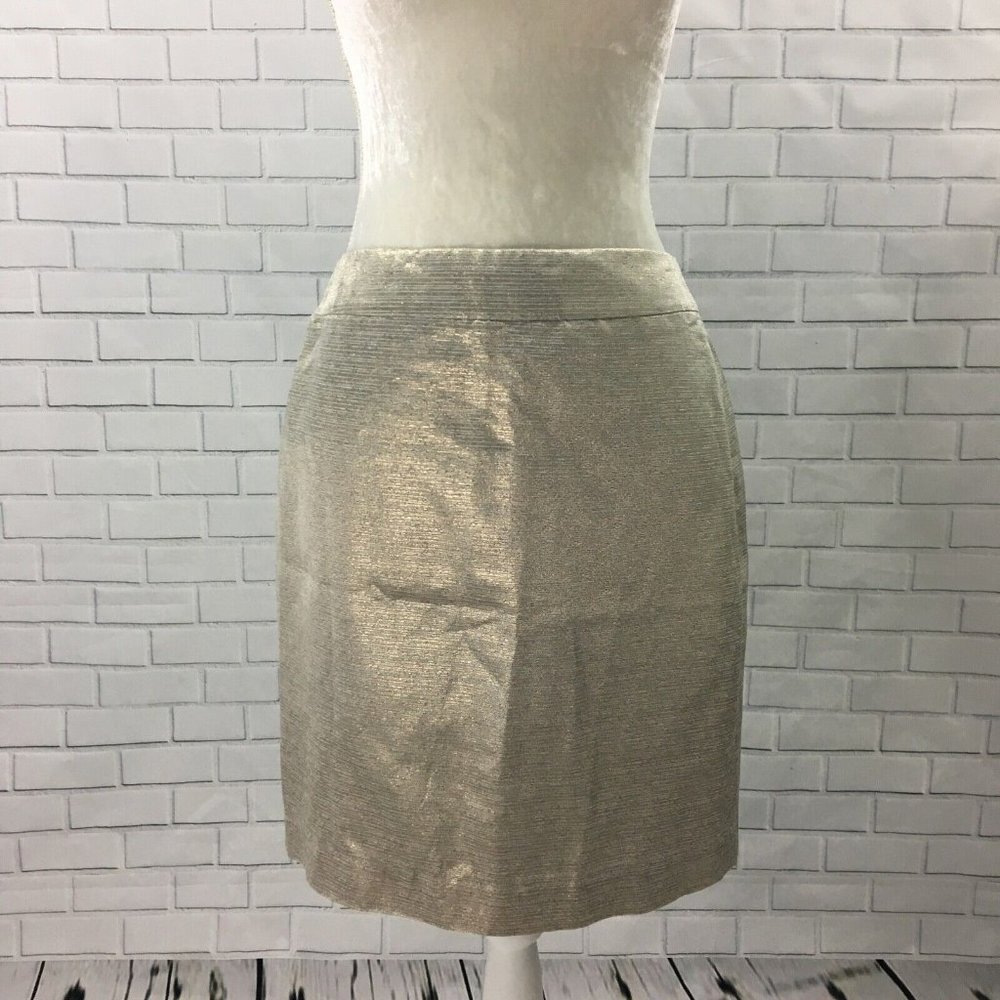 LOFT Women's Skirt Pencil Skirt Gold Metallic Sparkle Holiday Career Size 4